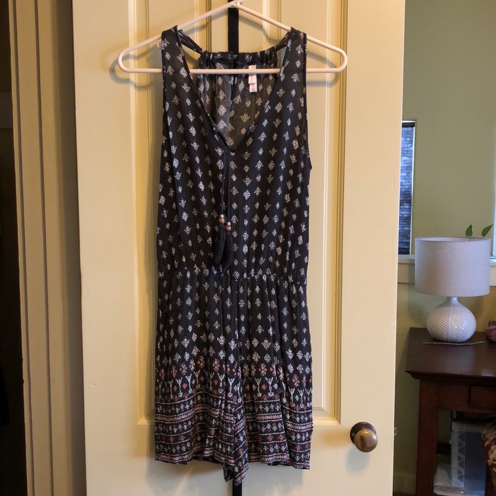 Gray boho shorts romper by Xhilaration